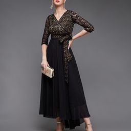 miss chase Women Wrap Black Maxi/Full Length Dress-picture-46