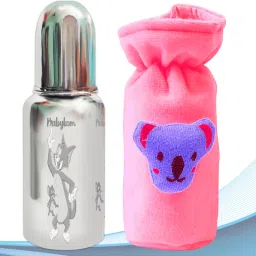 Stainless Steel Feeding Bottle/Velvet Bottle Bag (2 Items) - 304 Grade Stainless Steel, Silicone Niple-29