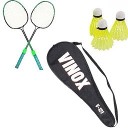 Badminton Racquet 2 Piece With 3 Piece Nylon Shuttle Cock Badminton Kit-image-38