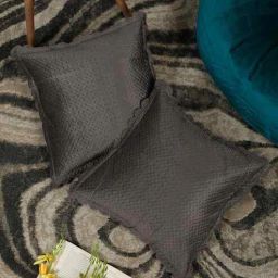 hosta homes Grey Velvet Abstract 16X16 Inches Cushion Covers (Pack of 2)-picture-18