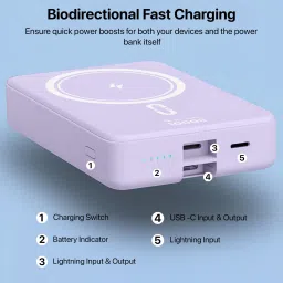dr vaku 10000 mAh 15 W Wired & Wireless With MagSafe Mini Pocket Size Power Bank image 2