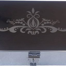 SS Storage Cash Pooja Peti Locker Box 8 Inch Steel With Laser Print Design Cash Box-picture-29
