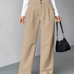 rajovati Women Loose Fit Cream Viscose Rayon Trousers-picture-35