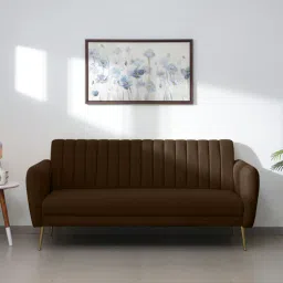 casacraft from pepperfry Fidel Velvet 3 Seater Sofa in Brown Colour-picture-35