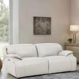 royaloak Venice Half Leather 3 Seater Motorized Recliner With Adjustable Power Headrest-Footrest And Usb Port In White Color-picture-35