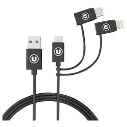 Bandridge U Series Type A to Type C, Micro USB, Lightning 3.2 Feet (1M) 3-in1 Cable (Tangle Free, Black)-12