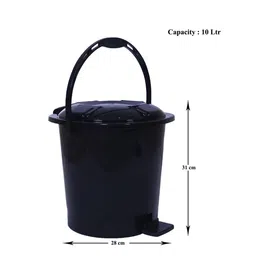 Kuber Industries 2 Pieces Black Durable Pedal Dustbins With Handle 10 L Each image 2