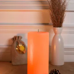 Dhrohar Oriental Elegance Orange-Colored Blossom Scented Pillar Candle-1
