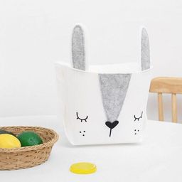 MARKET99 White & Grey Self-Design Canvas Basket Organizer With Handle-53