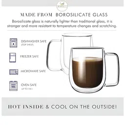 MARKQUES Set of 2 Transparent Borosilicate Glass Mugs - 250 ml Each image 2