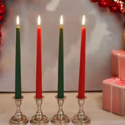 HOSLEY Red & Green 4 Pieces Unscented Taper Candles-22
