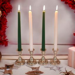 HOSLEY Green & White 4 Pieces Unscented Taper Candles-27