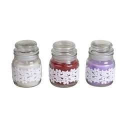 Kaameri Bazaar 3 Pcs Lavender With Rose And  Jasmine Scented Glass jar Candles-41