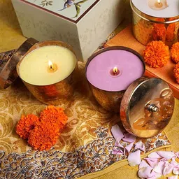 OHRIA AYURVEDA Raatrani & Mint Luxury Copper/Brass Candle-picture-1