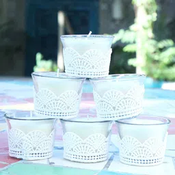 Kaameri Bazaar White 6-Wick Butter Pot Candles-40