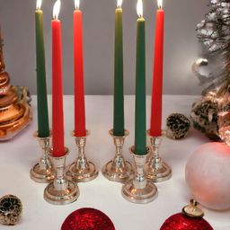 HOSLEY Red & Green 6 Pieces Unscented Taper Candles-5
