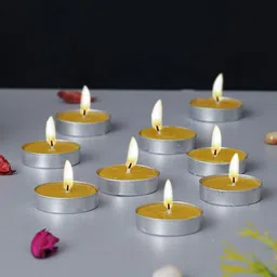 eCraftIndia Yellow 10-Pieces Lemon Scented Tea Light Candles-17