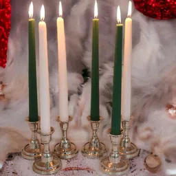 HOSLEY Green & White 6 Pieces Unscented Taper Candles-35