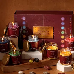 Parkash Candles Brown 7 Pieces Scented Glass Jar Chakra Candles-17