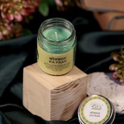 Tara Enlightening World Kolkata Ka Paan Small Glass Container Screw Lid Candle-52