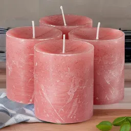 Aromatic Fables Pink 4-Pcs Mogra Scented Pillar Candles-40