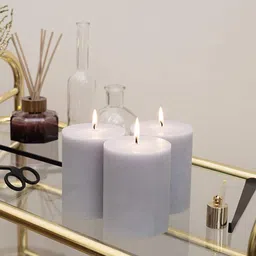 Aromatic Fables Grey 3 Pieces Pacific Fragrance Rustic Pillar Candles-image-40