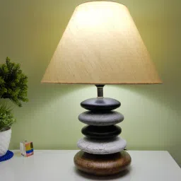 disoo fashions Beige Shade Wooden Stone Handmade Antique Finese Table Lamp-picture-16