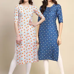 KALINI Women Multicoloured Geometric Printed Block Print Handloom Crepe Kurta-picture-18