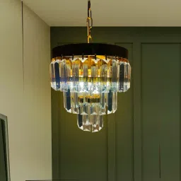 9 Inches Round Crystal Chandelier | Jhumar for Home Decor, Bulb Included Chandelier Ceiling Lamp-image-35