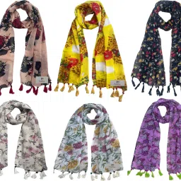 Printed Chiffon Women Multicolor Stole, Fancy Scarf-image-74