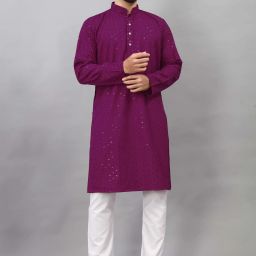 Men Embroidered Cotton Rayon A-line Kurta-image-83