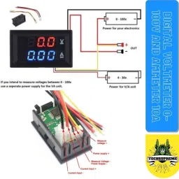 techsupreme Pack Pack Of 2 Digital Voltmeter 0-100V and Ammeter 10A Dual Led Voltage Current Measurement &DC 100V 50A Voltmeter Ammeter LED Amp Volt Current Meter Voltmeter image 2