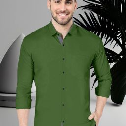 Men Regular Fit Solid Spread Collar Formal Shirt-image-3