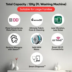 lg 12 kg Fully Automatic Front Load with In-built Heater Black image 2