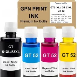 GPN PRINT GT51XL/53XL and GT 52 Refill Ink for HP Inktank + Smart Tank Printer Black + Tri Color Combo Pack Ink Bottle-15