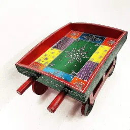 Wooden Hand-Painted Thela with Handle (Serving Tray/Kart/Platters or Desi Style Redaa Shape Trolley) Tray Serving Set-image-63