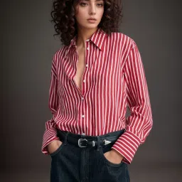 Women Regular Fit Striped Spread Collar Casual Shirt-image-61