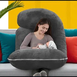 J Shaped Microfibre Solid Pregnancy Pillow Pack of 1-image-65
