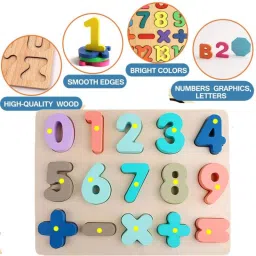 Wooden 0 to 9 Number Math Sign Puzzle for Kids Baby Toys Math Counting Puzzle-9