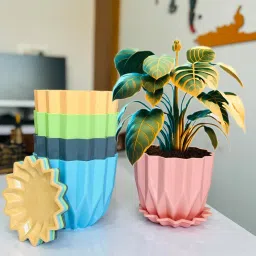 Crystal Flower Pots with tray for Home & Decoration Planters Plant Container Set-20