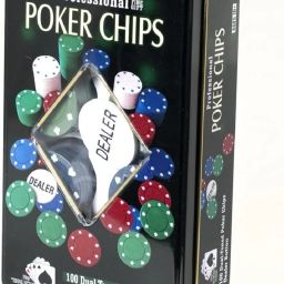 Premium 100 Poker Chips Set in Tin Case with Dealer Button - Casino Style Game-19