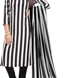 Unstitched Crepe Salwar Suit Material Striped-image-31