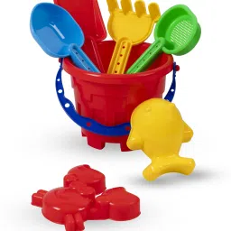 Beach Toys Set for Kids 7 Piece Set for Kids with Bucket, 2 Sand Modul, 2 Tools & 1 Gardening Water Can / Sand Garden Made in India Pretend Role Play Set Children Learn Play Fun Toddler Kids Set Gift for Boys Girls-7