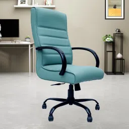 Scroll premium Leather High back office Revolving 3 Years warranty Leather Office Adjustable Arm Chair-72