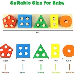 sharnga Wooden Sorting Stacking Plugging Toy Geometric Blocks Shape Learning Toy image 3