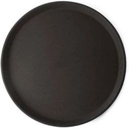 Plastic, Rubber Lined Bar Non-Slip Round Tray, 16 Inch - (Iconic Black) (Tray) Tray-13