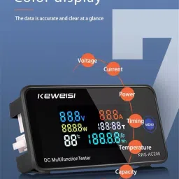 electrolight 0V-200V, 50AMP DC Volt amp, Watt Power Energy Meter with Reset Function. Digital Voltage Tester image 2