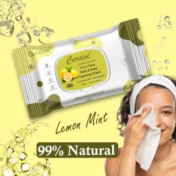 cursive Summers Refreshing wet Tissues With Lemon Flavor (Pack of 2) 50 pcs 25 each image 3