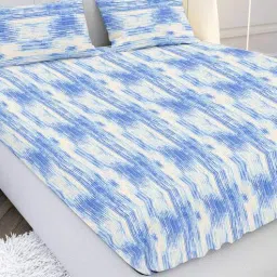 mayfair homes london Blue Geometric 120 TC Cotton Queen Bedsheet with 2 Pillow Covers-picture-21