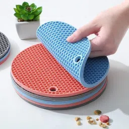 Round Silicone Hot Pot Holder Mat Heat Resistant Disc Pads Kitchen Insulation silicon Trivet-11
